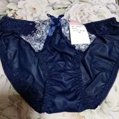 ネイビー花柄刺繍 レース装飾 ショーツ Mサイズ新品