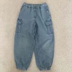 GU キッズ　130 デニムワイドジョガーパンツ