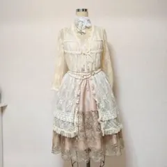 フェアリーグランジ Vintage 総レース 花柄 刺繍 森ガール ロングカーデ