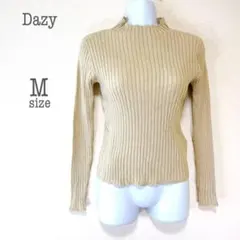 a2587【デイジー】ハイネック柔らかリブニット 長袖 秋冬 ベージュ M