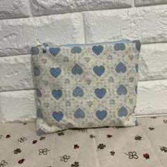 ハート柄ポーチ チェック内側