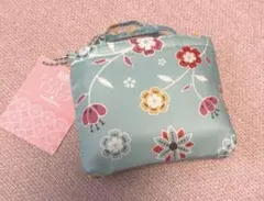 【新品未使用】　くろちく 和柄ショッピングエコバッグ 花柄 水色のサムネイル