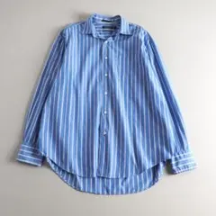 ノーティカ　綿100%　長袖シャツ　ストライプ柄　ブルー　胸ポケット　美品のサムネイル