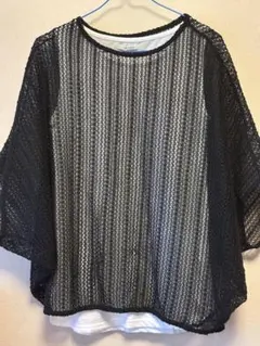 le colis 黒 レース編み 半袖トップスのサムネイル