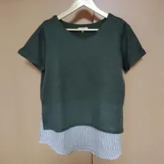 HusHusH　レイヤードトップス　Lサイズ　オリーブグリーン系のサムネイル