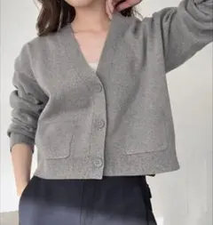 UNIQLO ユニクロ スムースコットン Vネックショートカーディガン M