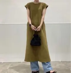 新品　未使用　GU ワッフルフレンチスリーブワンピース　S