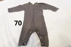 グレー ボタン付きロンパース 70cm