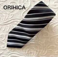 ORIHICA オリヒカ　レジメンタル　ブラック系　ネクタイ