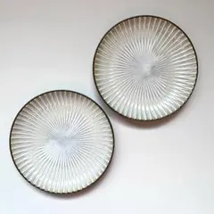 美濃焼　しのぎ　窯変　小皿　16cm ホワイト　2枚