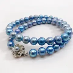 ✨綺麗✨アコヤパール 本真珠 ネックレス マルチカラー ブルー系 約7〜8mm