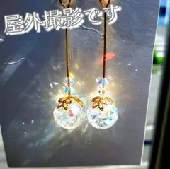 ꫛꫀꪝ✨液体ガラスドーム『K』スワロフスキー 宝石ピアス左右 オーロラクリスタル