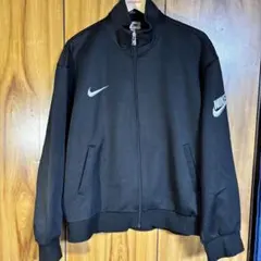 90s NIKE ナイキ 銀タグ 刺繍ロゴ トラックジャケット ブラック 黒