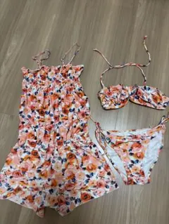 花柄 ワンピース水着 ビキニセット
