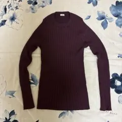 IENA リブニット 長袖 ワインレッド