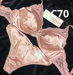 C70 リボンリングビジューレースブラジャー&バック透けTバックショーツ