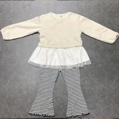 상태좋음 女の子コーデセット チュールトップス100cm＋フレアパンツ95cm
