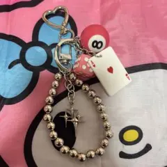 キーホルダー キーリング Y2K ビリヤード ピンク