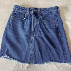 デニムブルー ミニスカート ボタンフライ サイズ　38 M/L