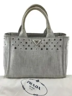 ◇PRADA プラダ ミニ カナパ デニム トートバッグ グレー◇