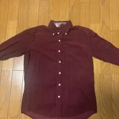 バーガンディ ボタンダウンシャツ 長袖