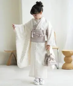 7歳　七五三　着物　アイボリー　utatane