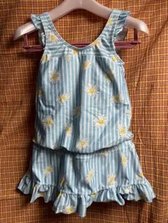 水着セット 140cm 水色 花柄 フリル