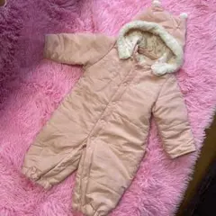 ピンク フード付きアウター カバーオール　ロンパース　冬服　ベビー　ジャンパー