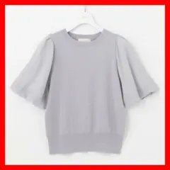 【any SiS】洗える バルーンスリーブ ニットＴシャツ アイスグレー