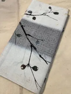 薄い水色　グレー　木　浴衣　反物