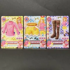 アイカツカード　ガーリーピンクタートルネックコーデ　3枚セット