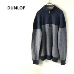 DUNLOP　 ポロシャツ　ジップアップ　ストライプ カジュアル　L