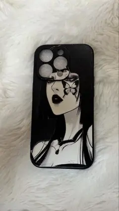 iPhone14Pro用スマホケース 黒色アートデザイン