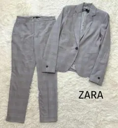 ZARA スーツ　テーラードジャケット　パンツ　グレンチェック　セットアップ　Sのサムネイル