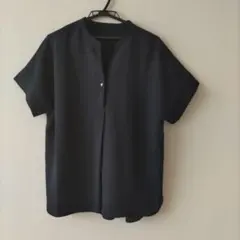 オペークドットクリップ・ネイビー・中古品・Ｌ・スキッパーシャツ