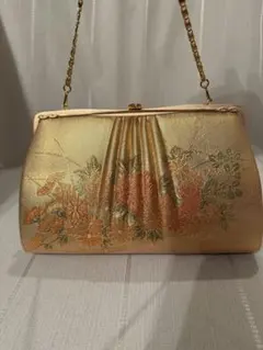 金色 花柄刺繍 クラッチバッグ