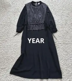 美品　YEAR ジャガード　ワンピース　ベスト　セット　一体型　ブラック