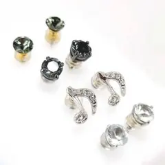 ●極美品◎スワロフスキー　ピアス　スタッドピアス　ブラック　4点セット 3