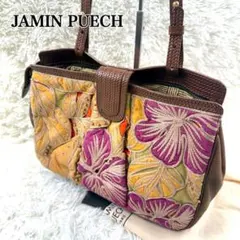 JAMIN PUECH トートバッグ ハンドバッグ 刺繍 花柄 ビーズ レザー