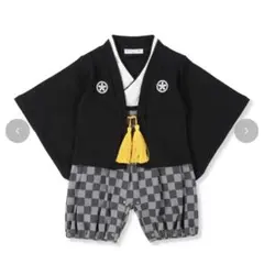 ベビー着物 市松羽織り袴 ブラック 80