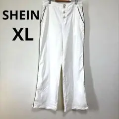 SHEIN ワイドパンツ スラックス　ライン　ゴールドボタン　タグ付き【XL】