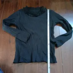 黒 リブ編み 長袖カットソー 100cm