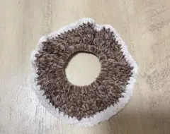 フリルデザインシュシュ ブラウン ホワイト
