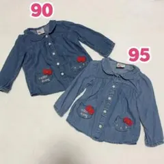 90・95姉妹 ハローキティ デニムシャツ