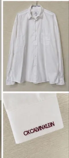 CK CALVIN KLEIN ホワイト長袖シャツ 刺繍ロゴ メンズのサムネイル