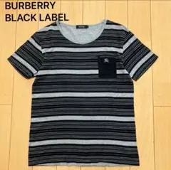 BURBERRY BLACK LABEL Tシャツ ロゴ刺繍　ボーダーM　日本製
