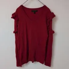 BANANA REPUBLIC【S】長袖　ニット　カットソー　Vネック　赤