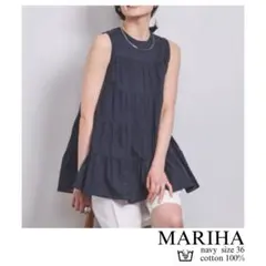 定価3.85万 マーレット SIDONLA ティアードブラウス ネイビー 春夏
