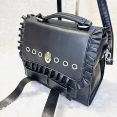 Jamie エーエヌケー ショルダーバッグ フリル リボン ハトメ ターンロック