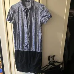 ROPE シャツワンピース 半袖 青と黒のサムネイル
